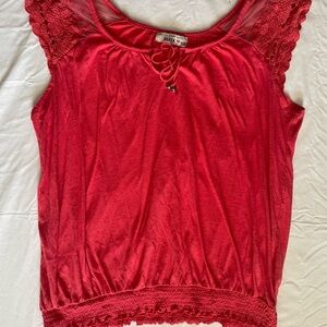 Derek Heart Red Lace Women's Blouse